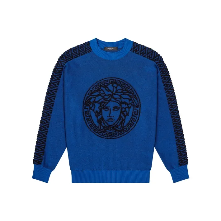 VERSACE Loose Fit Knitwear Men's Blue-0