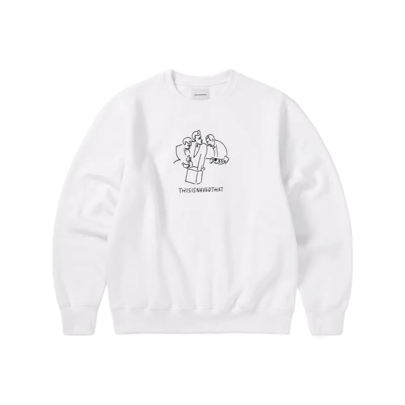 Thisisneverthat Long Field Collaboration Sweatshirts Unisex White-0
