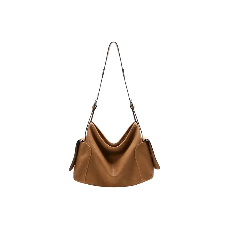 Qiuzhen Vegetable Tanned Baby Calf Leather Shoulder Bag Large Size Women's Multicolor-0