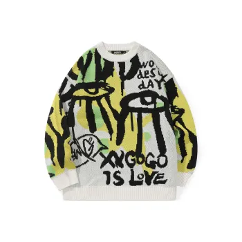 Loose Fit Sweater Unisex White Yellow