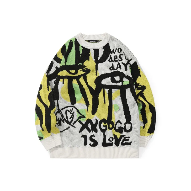 Loose Fit Sweater Unisex White Yellow-0