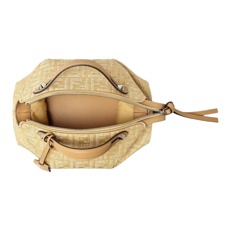 FENDI By The Way Series Cotton Handbag Medium Size Women's Beige-5