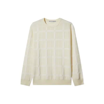 Cabbeen Sweater Warming Wool Cashmere Men's Ecru