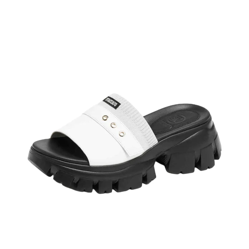 Staccato Rubber Foam Outsole Slip Resistant Slide Slippers Women's Gray White-1