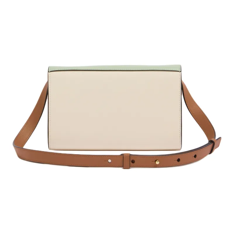 MARNI Trunkaroo Calfskin Shoulder Bag, Crossbody Bag Women's Green & Cream & Brown-1