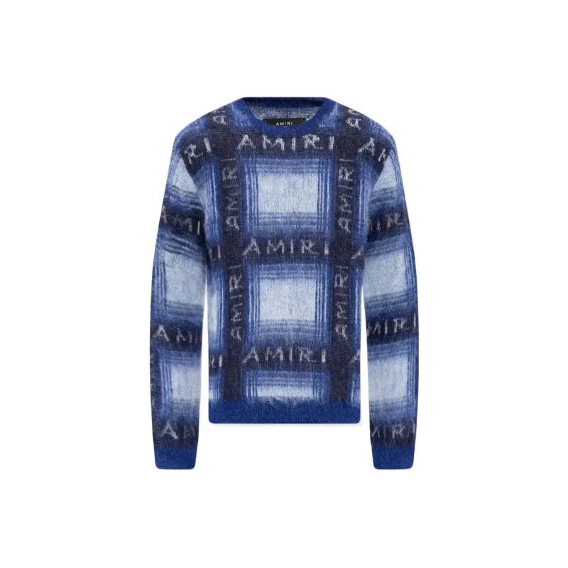 AMIRI Brushed Mohair Plaid Crew-0