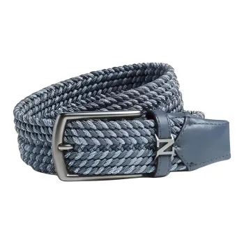 Zegna Stretch Woven Signature Triple Stitch™ Pin Buckle Belt Men's Light Blue Width: 3.2CM