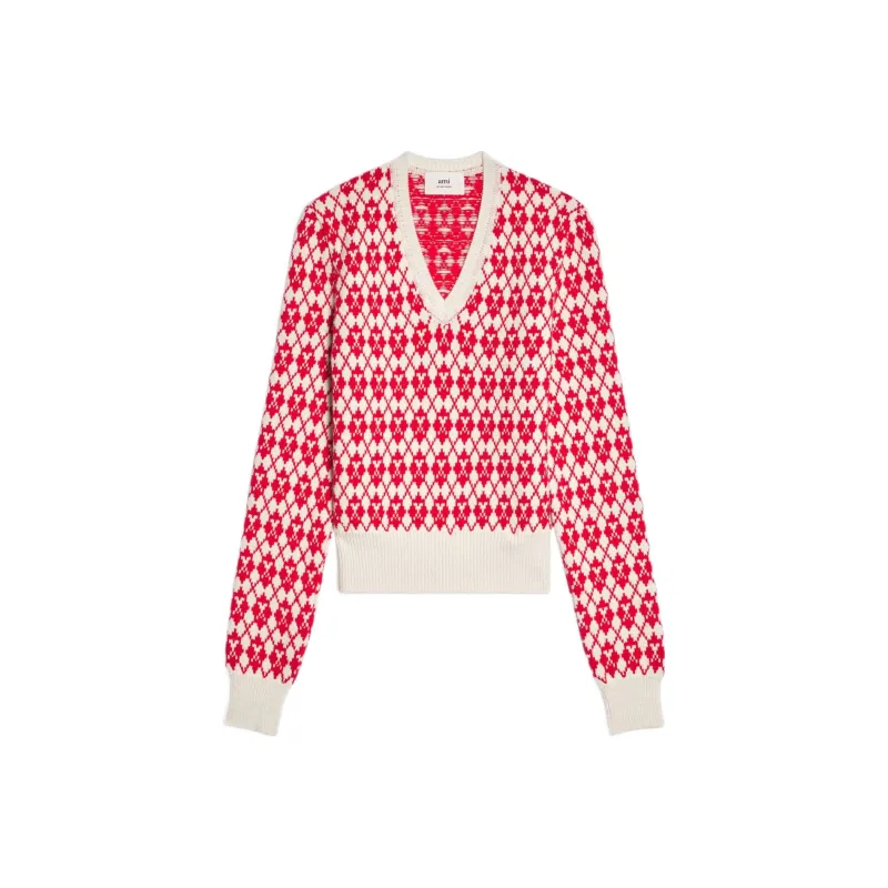 AMIPARIS Ami De Coeur Argyle Jumper-0
