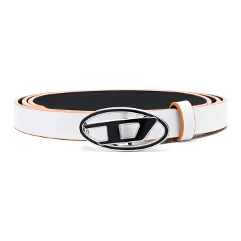 DIESEL Logo Buckle Ring Leather Belts Women's White