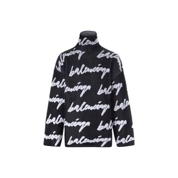 Balenciaga Scribble Logo Turtleneck Jersey Sweater