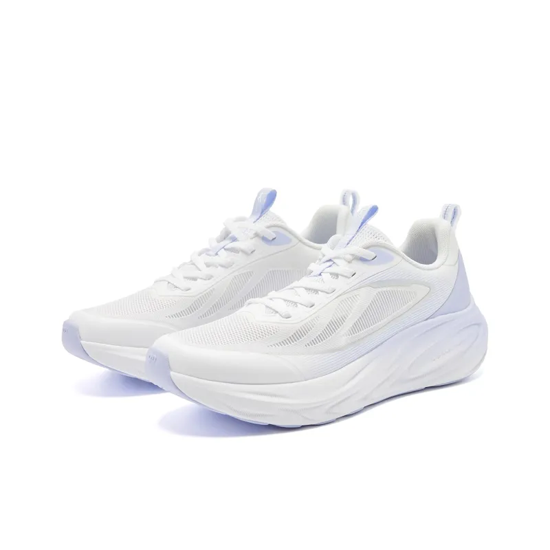 QIAODAN Cushioning, Slip Resistant, And Abrasion Resistant Low Top Casual Running Shoes Women's White Purple-2