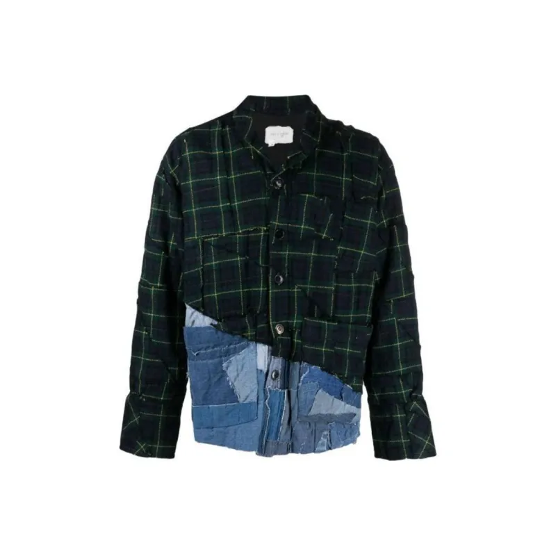 GREG LAUREN Patchwork Cotton Shirt Jacket-0