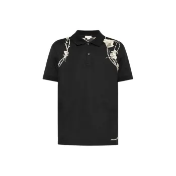 Alexander McQueen Floral Embroidered Polo Shirt