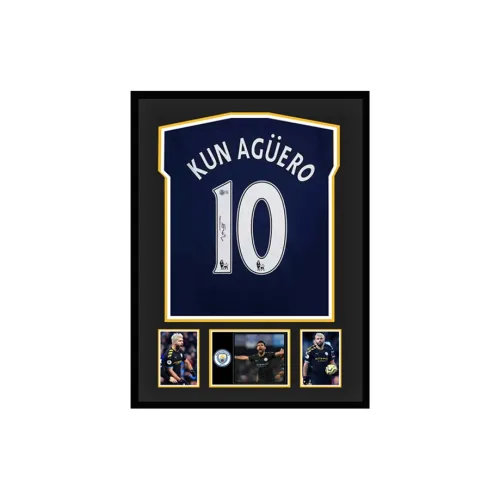 Three For Manchester City Jersey Beckett Official Certification, Deluxe Framing, Outer Frame Approx. 65x85cm Unisex
