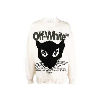 OFF WHITE Cat Intarsia Knit Sweater