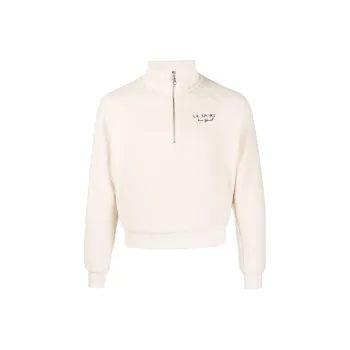 SPORTY & RICH Logo embroidered Half zip Jumper
