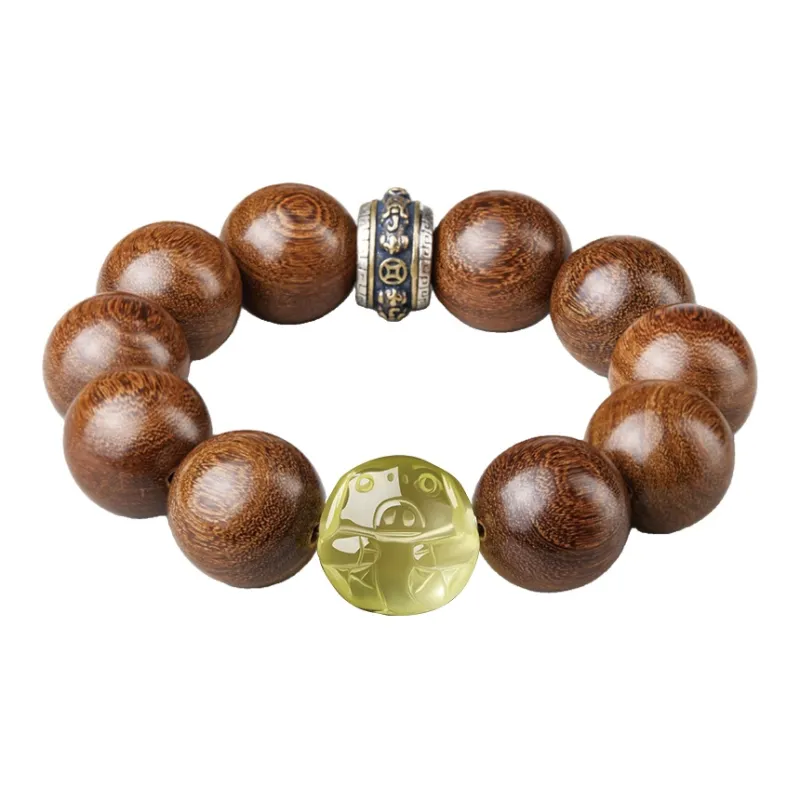 Moonstone Edge Golden Sandalwood Bracelets Men's-16