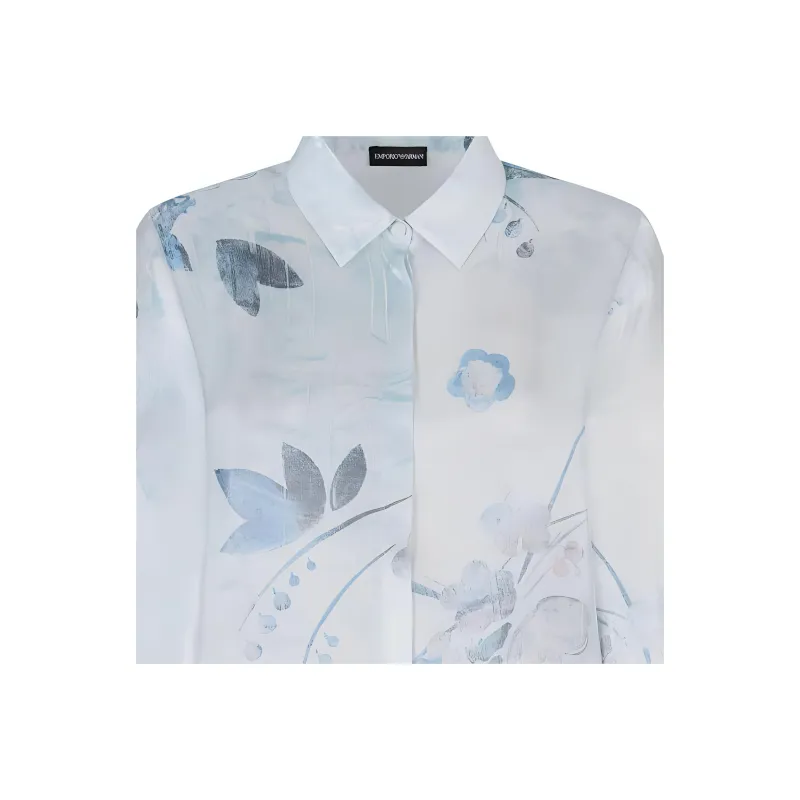 EMPORIO ARMANI Shirt In Trilobal Fabric With Batik Flower Print-4