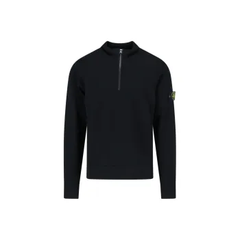 STONE ISLAND Logo Patch Half Zipped Jumper