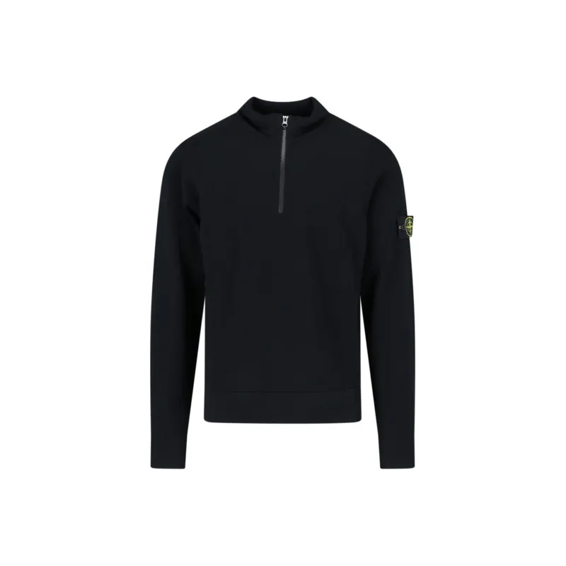 STONE ISLAND Logo Patch Half Zipped Jumper-0