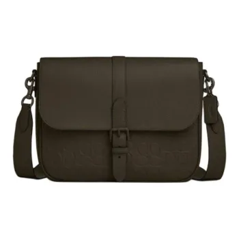 COACH WARNER Cow Leather Messenger Bag, Shoulder Bag Large Size Men's Olive Green