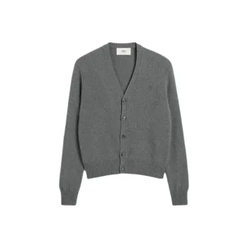 AMIPARIS Paris Logo Embroidered V Neck Cardigan