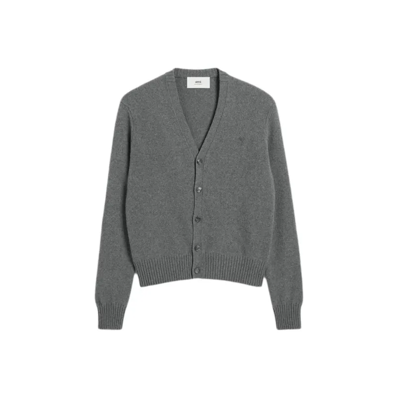 AMIPARIS Paris Logo Embroidered V Neck Cardigan-0
