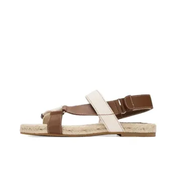 73Hours Raw Chocolate Cookie One Strap Sandals Women's Beige Brown