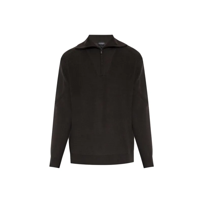 EMPORIO ARMANI Half zip Fine ribbed Jumper-0