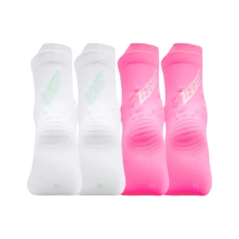 QIAODAN Running Socks Men's 2 Pack Fluorescent Flying Shadow Pink/Jordan White-1