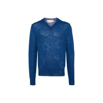 MARNI Logo embroidered Virgin Wool Jumper