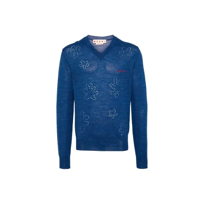 MARNI Logo embroidered Virgin Wool Jumper-0