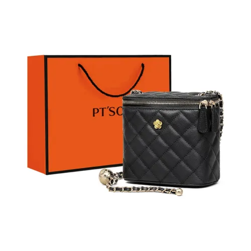 PT'SON Cow Leather Box Bag, Shoulder Bag, Crossbody Bag Regular Women's Piano Black