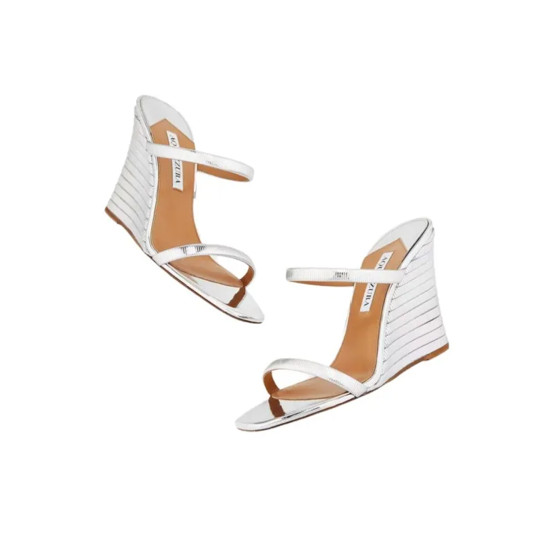 AQUAZZURA Slide Slippers 9.5cm Women's Silver-3