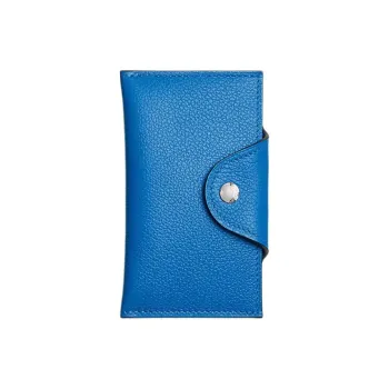 HERMES Iliade Evercolor Leather Card Holder Regular Unisex B3 Bleu Zanzibar Tanzanian Blue