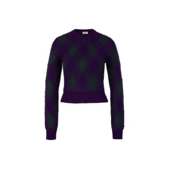 Burberry Argyle Intarsia Knit Cropped Jumper