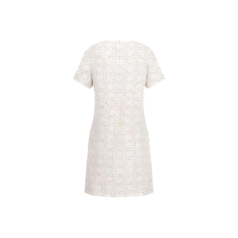 DIOR Short Sleeved Dresses Women's Beige-1