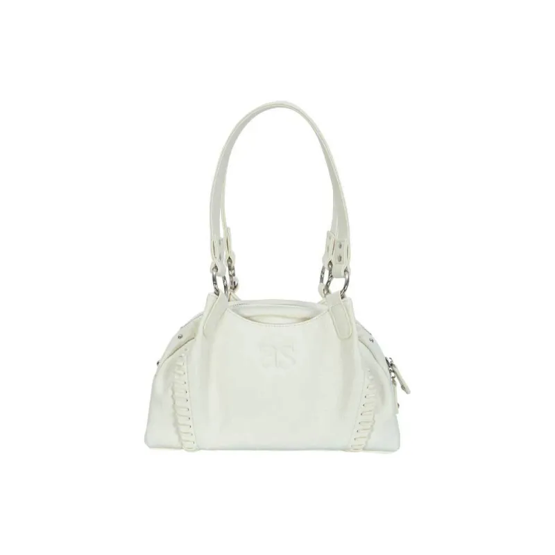 PAYOT Microfiber Synthetic Leather Shoulder Bag Regular Women's White/Black/Silver/Gray-0