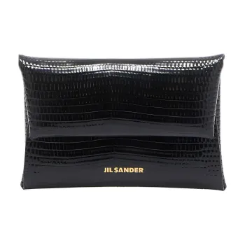 JIL SANDER Lizard-Embossed Calfskin Coin Purse Women's Black