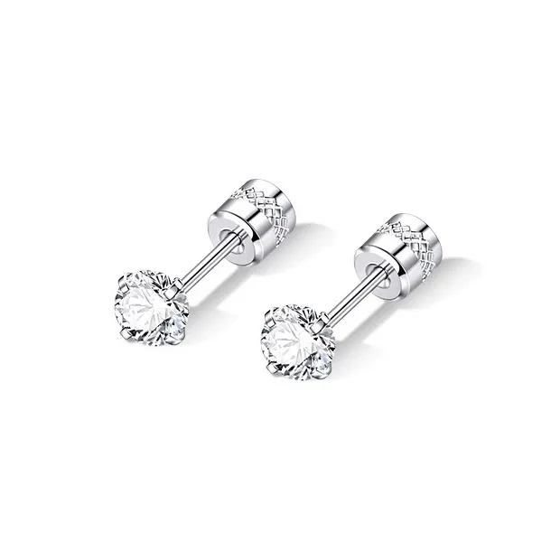 LNIEER Medical Titanium Steel Zirconia Stud Earrings Men's-12