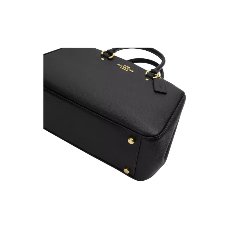 COACH Litchi Grain Leather Shoulder Bag, Crossbody Bag, Handbag Tubas Women's Black-4