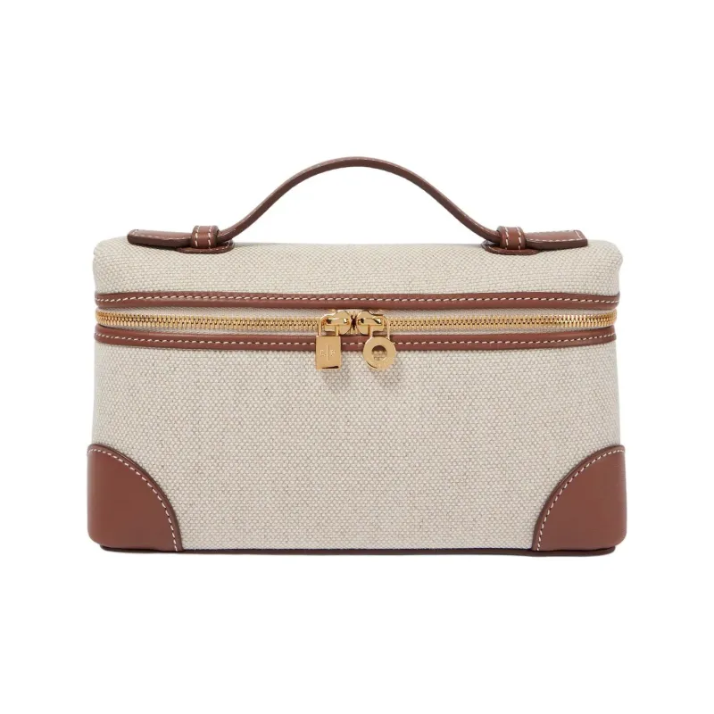 Loro Piana ExtraPocket Cotton Shoulder Bag, Crossbody Bag, Handbag Regular Women's Natural & Caramel & Sun Gold-1