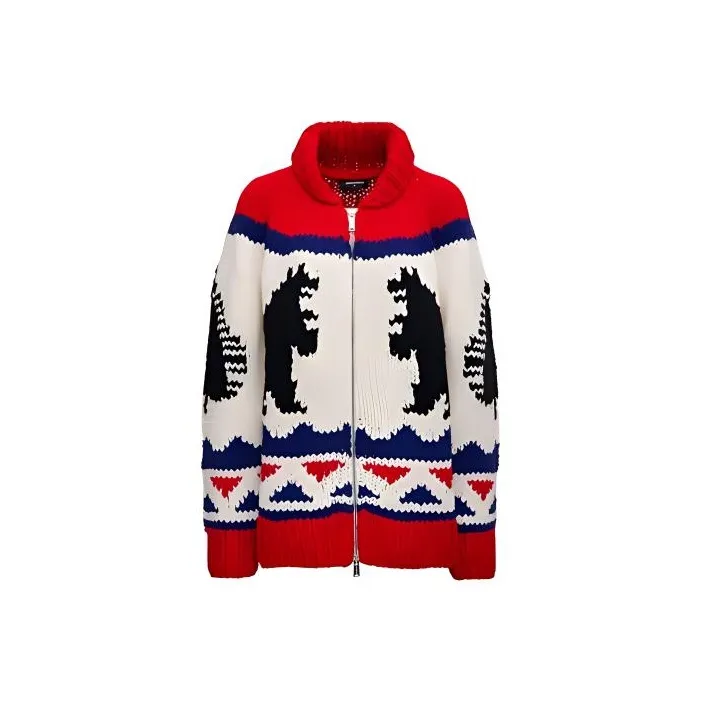 DSQUARED 2 Intarsia Knit Zipped Sweater-0