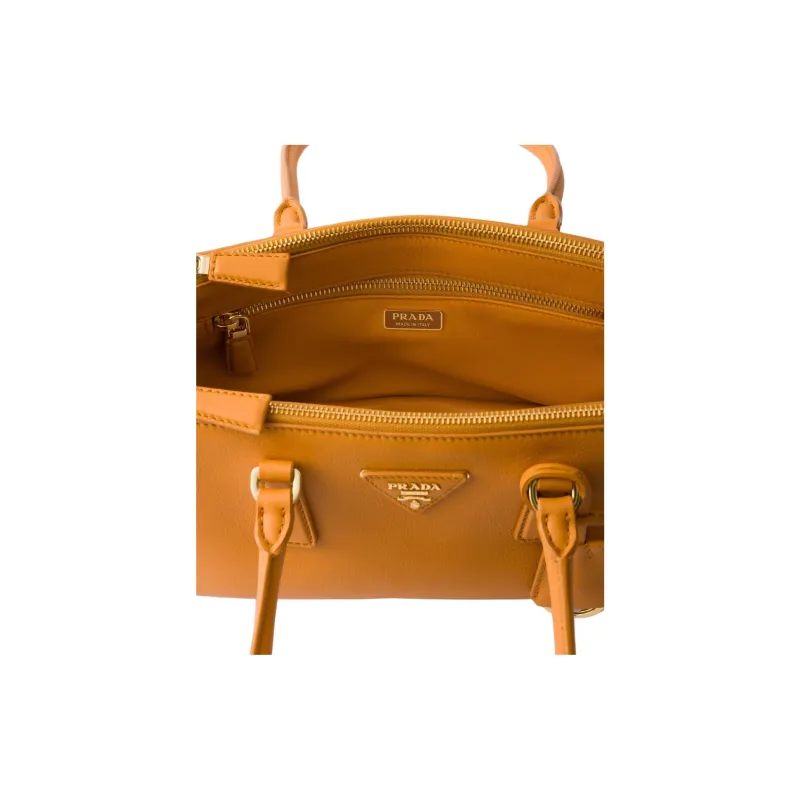 PRADA Calfskin Handbag, Shoulder Bag Medium Size Women's Amber-4
