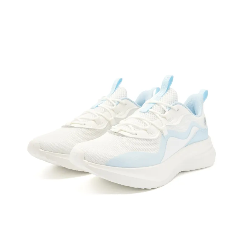 QIAODAN Cushioning, Slip Resistant, And Abrasion Resistant Low Top Casual Running Shoes Women's White Blue-2