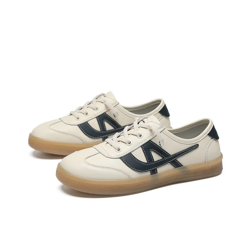 ZHR Flat White Sneakers Wear resistant And Lightweight Low Top Skateboard Shoes Women's-6