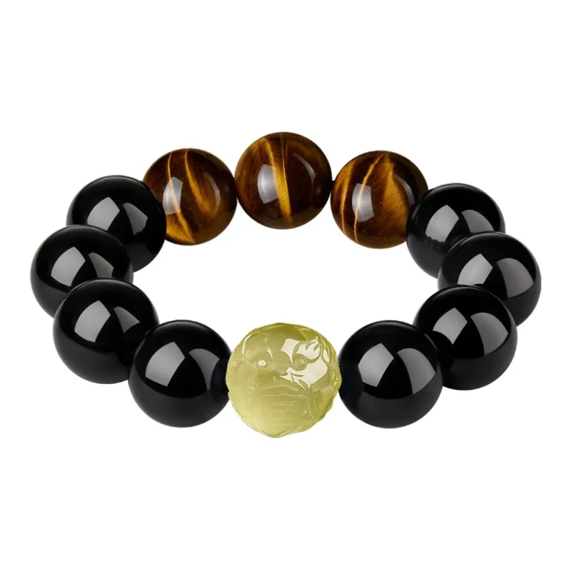 Moonstone Edge Natural Obsidian Bracelets Men's-10