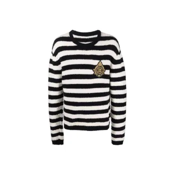 BALMAIN Sweaters Men Black White Stripes
