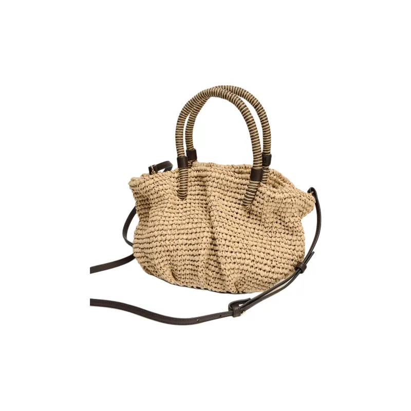 ZARA Paper Bucket Bag, One Shoulder Handbag Mini Women's Light Beige-3