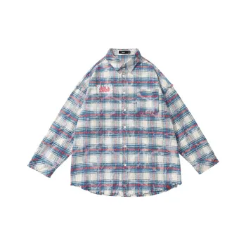 GENANX Shirt Unisex Pink Blue Plaid
